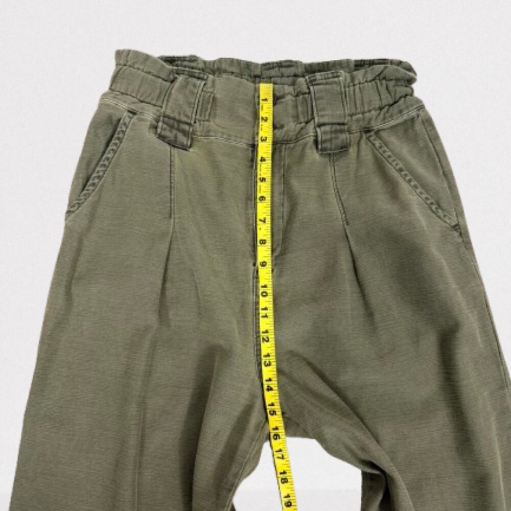 FREE PEOPLE One Way High Waist Wide Leg Crop Pants Size 12 Olive Green - Picture 9 of 11